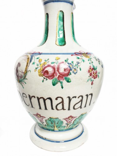 Porcelain & Faience  - Two maiolica pharmacy flasks. Milan, Felice Clerici Manufacture, 1770-1780