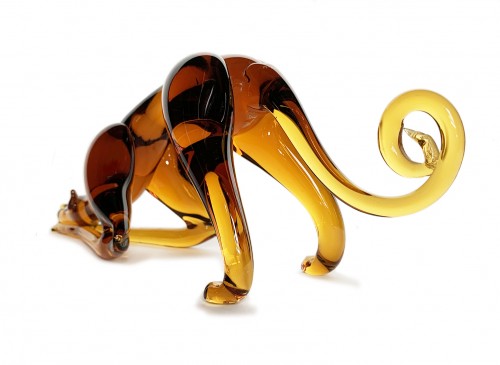 Antiquités - Lévrier, sculpture en verre de Flavio Poli I.V.A.M. Murano, vers 1930