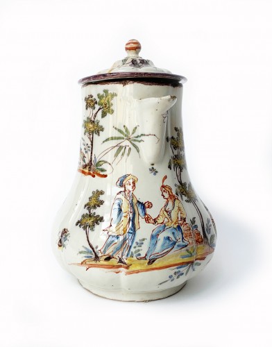 Coffee Pot, Coppellotti Manufacture, Lodi, Circa 1740 - Porcelain & Faience Style 