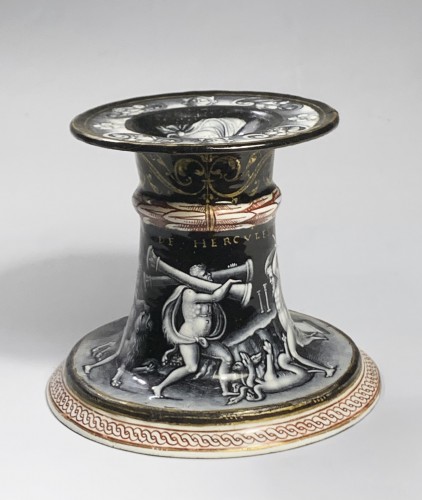Curiosities  - A Grisaille enamel salt-cellar showing scenes from the life of Hercules