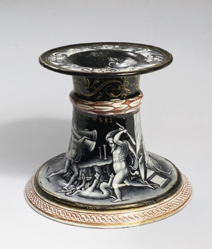 A Grisaille enamel salt-cellar showing scenes from the life of Hercules - 