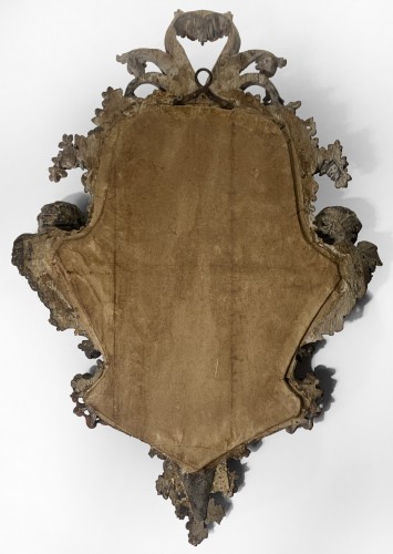 XVIIIe siècle - Miroir en bois sculpté et peint