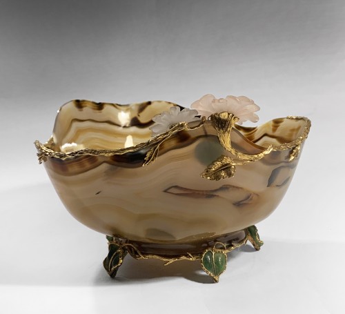 Bijouterie, Joaillerie  - Grande coupe en agate montée en or - Alexandre Reza