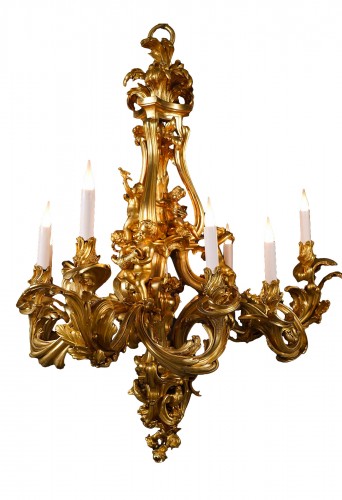 Chandelier with Cupids attributed to F. Linke, France circa 1880