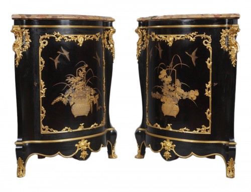 Pair of lacquered Encoignures by A.E. Beurdeley, France, circa 1890