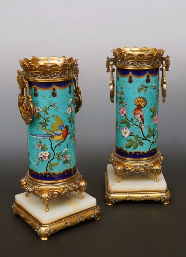 Paire de vases japonisants attr. à E. Cornu, France circa 1870 - Objet de décoration Style Napoléon III