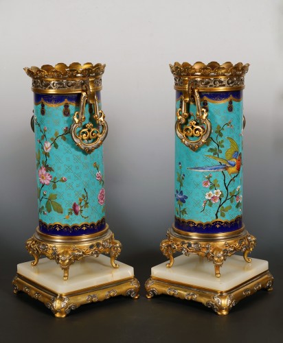 Objet de décoration Cassolettes, coupe et vase - Paire de vases japonisants attr. à E. Cornu, France circa 1870