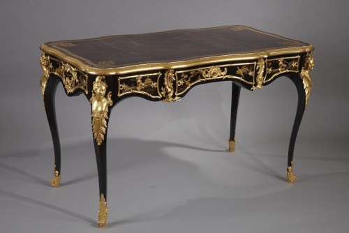  - Flat Desk with Espagnolettes by A.E. Beurdeley, France, Circa 1890