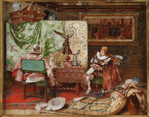 Le repos des mousquetaires par Edouard Toudouze circa 1885 - Tableaux et dessins Style 