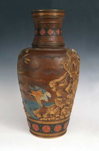 Vase aux grues par Villeroy & Boch, Mettlach circa 1900 - Céramiques, Porcelaines Style 