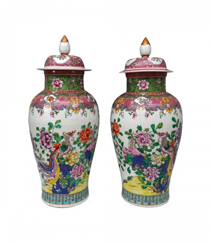 Pair of Ginger Jars with Phoenixes, China 19th Century