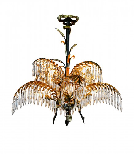 Lustre aux Palmes attribué à Maison Baguès, France circa 1890