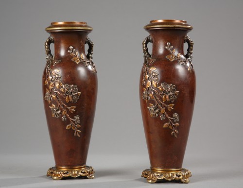 Decorative Objects  - Pair of Japanese Style Vases attributed  to Susse Frères, France circa 1880