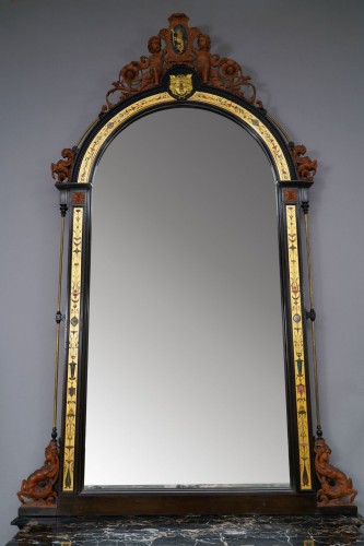 Console aux Sphinges et son Miroir, Milan Italie XIXe siècle - Tobogan Antiques