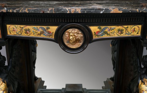 Antiquités - Console aux Sphinges et son Miroir, Milan Italie XIXe siècle