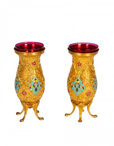 Paire de de petits vases Orientalistes par F. Barbedienne, France circa 1880