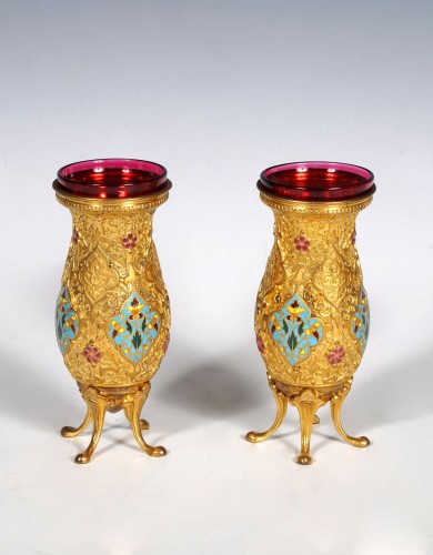 Paire de de petits vases Orientalistes par F. Barbedienne, France circa 1880 - Objet de décoration Style 