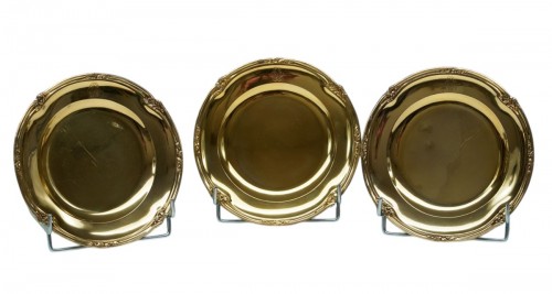 Set of 3 silver-gilt Dishes by L. Lapar, France Circa 1885