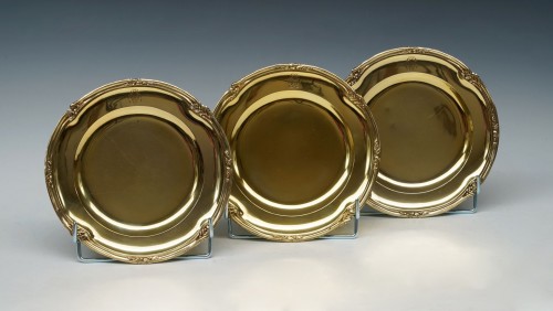 Set of 3 silver-gilt Dishes by L. Lapar, France Circa 1885 - silverware & tableware Style 