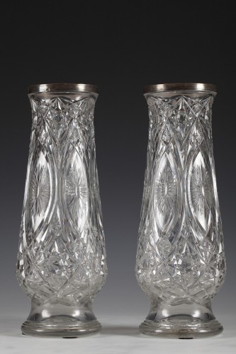 Paire de vases en cristal attribué à Baccarat, France circa 1920 - Verrerie, Cristallerie Style Art Déco