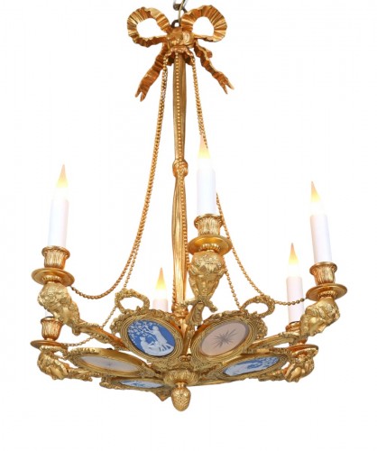 Lustre aux médaillons attribué à Gagneau, France Circa 1890