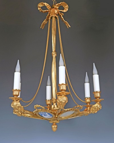 Lustre aux médaillons attribué à Gagneau, France Circa 1890 - Tobogan Antiques