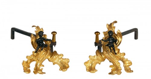 Pair of « Cupids » Andirons, France Circa 1760