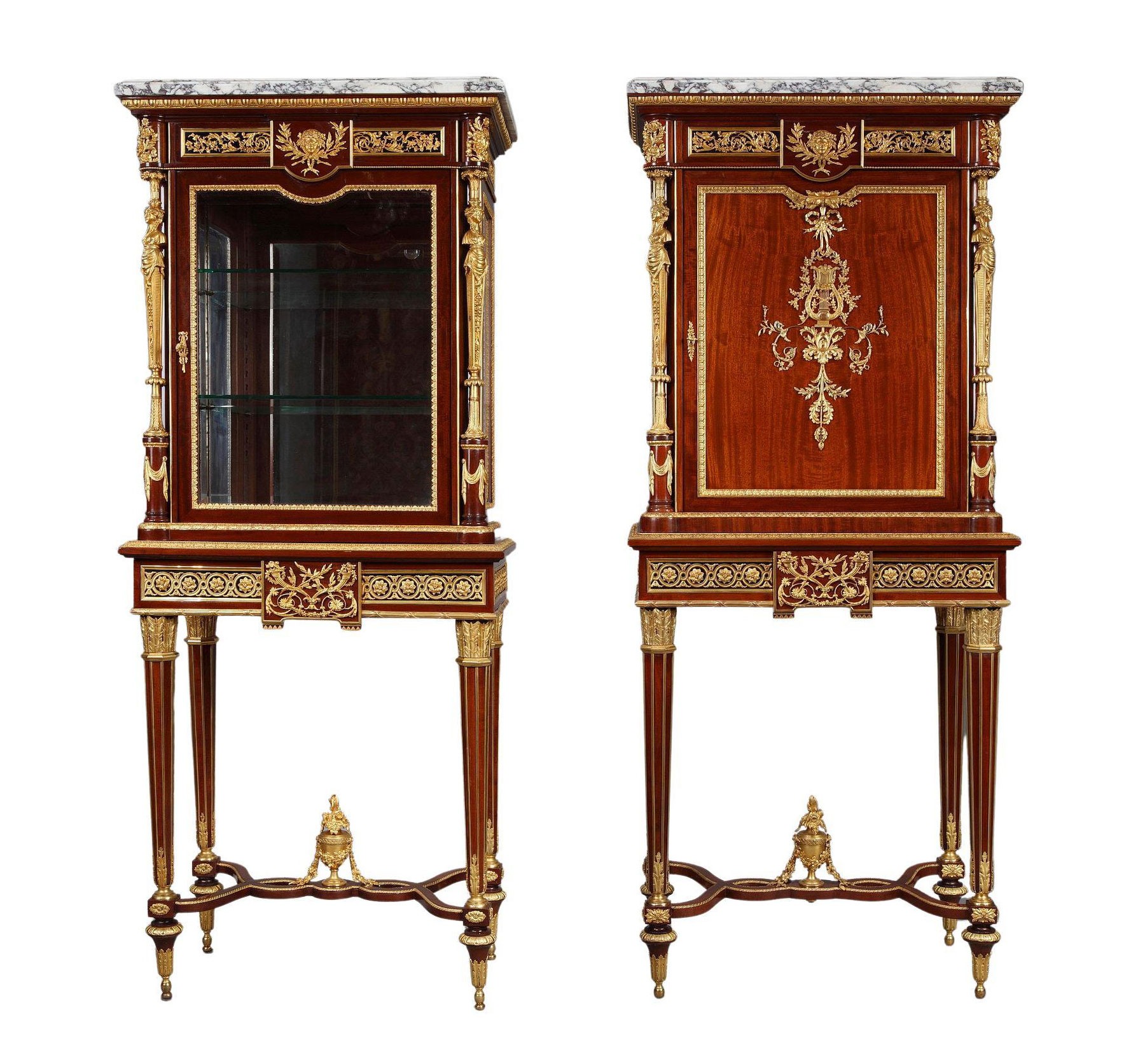 Louis XVI Style c Vitrine Companion France its Cabinet 1890 and by Linke