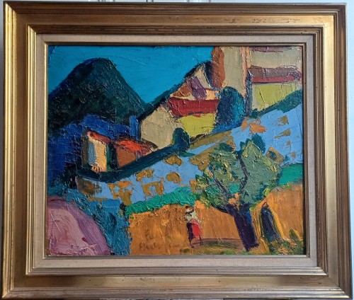 Pierre Ambrogiani (1907-1985) Montbrun village dans la Drôme 1963 - Tableaux et dessins Style Années 50-60