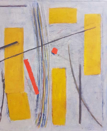 Jean CHEVALIER (1913-2002), Composition aux rectangles jaunes, 1984