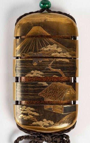 Japanese gold lacquer 4-case inro by Nikkosai 19th century - 