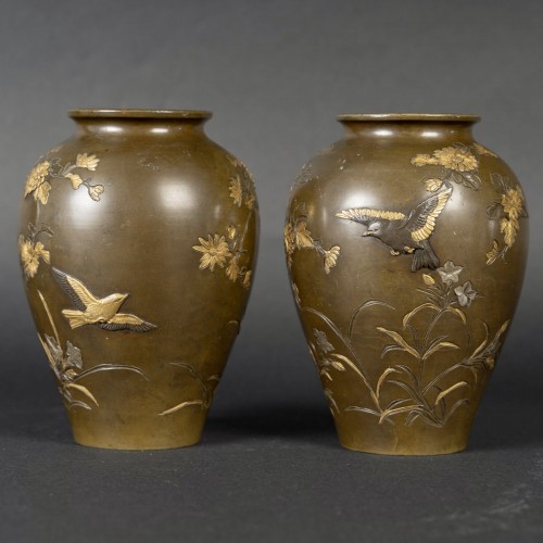 Pair of japanese bronze  - 