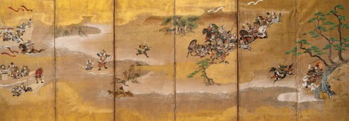 Japanese 6-panel screen Genpei war 18th century