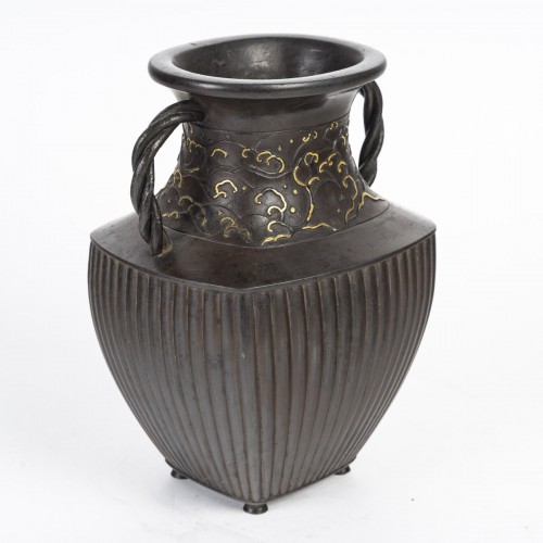 Asian Works of Art  - Original Japanese cast iron vase