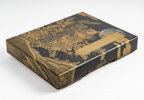 Japanese suzuri bako (writing box) in gols and silver lacquer - Asian Works of Art Style 