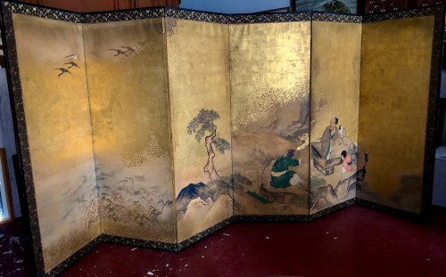 Japanese 6-panel screen of a scholar Edo period late 18th century - 