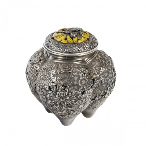 Japanese silver incense burner