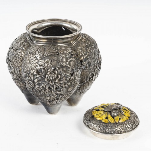 Asian Works of Art  - Japanese silver incense burner