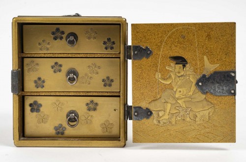 Small gold lacquered Japanese cabinet - Kodansu - 