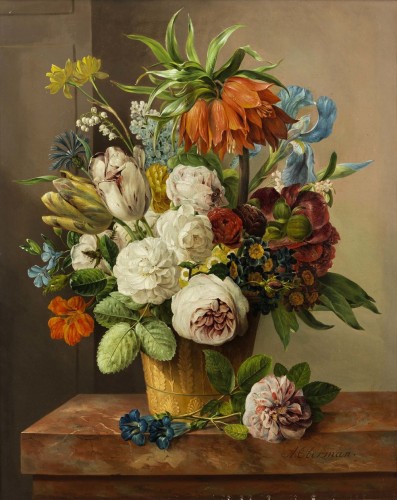 Anthonis Oberman (1781 – 1845) - Nature morte de fleurs