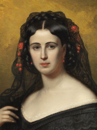Friedrich Dürck  (1809 – 1884) - Portrait of Auguste Henriette Baroness von Wallersee - 