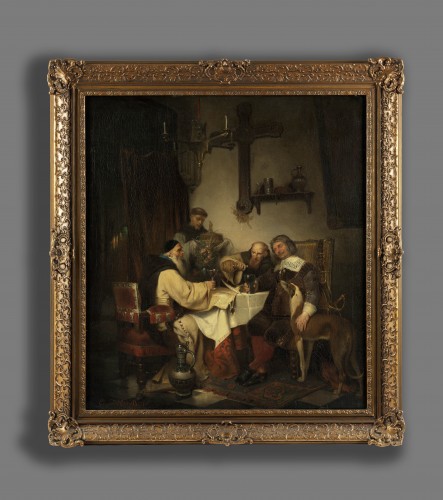 Eugen Hess (1824 – 1862) - Chevalier en visite chez des moines dominicains - Torres Nieto Fine Arts
