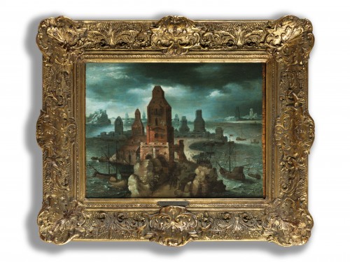 Landscape with fortified port, Adriaen van Stalbemt (1582 – 1662) - Paintings & Drawings Style Louis XIII