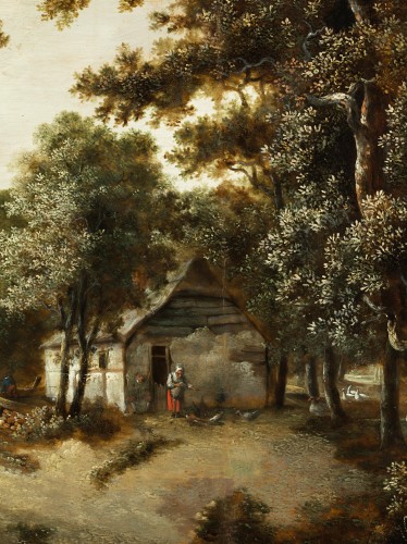 , Forest clearing with house by a pond attributed to Salomon Rombouts (1652 - 1702) - Paintings & Drawings Style Louis XIV
