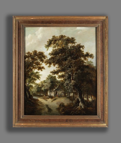 Paintings & Drawings  - , Forest clearing with house by a pond attributed to Salomon Rombouts (1652 - 1702)