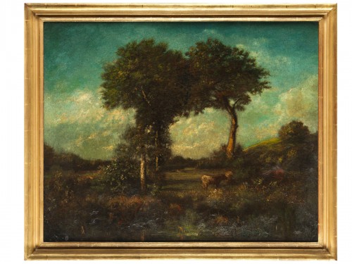 Jules Dupré (1811 - 1889) - Bétail broutant sous deux arbres isolés