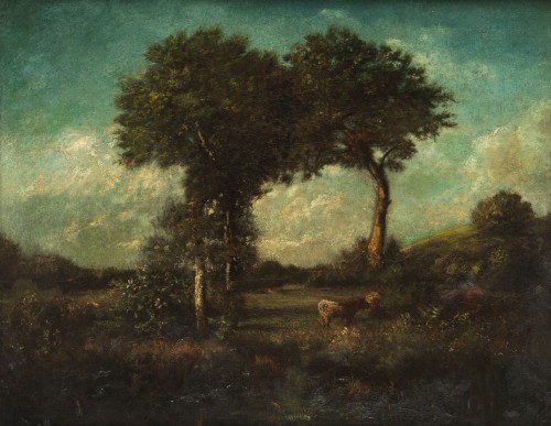 19th century - Jules Dupré (1811 - 1889) - Cattle grazing under two free-standing trees