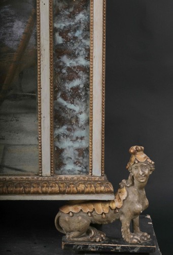   Large Neoclassical Carved and Ebonised Mirror, Lucca About 1800 - Mirrors, Trumeau Style Directoire