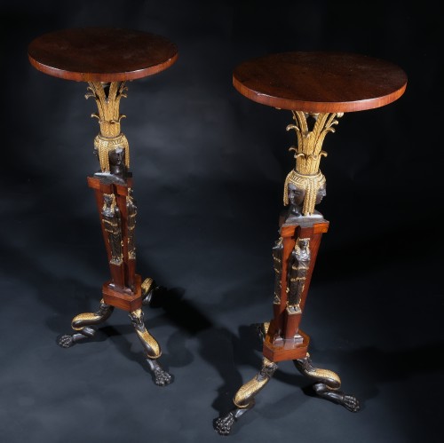 Pair of Torchères ‘Retour d&#039;Egypte&#039; attr.Agostino Fantastici, Florence 1820 - Furniture Style Empire