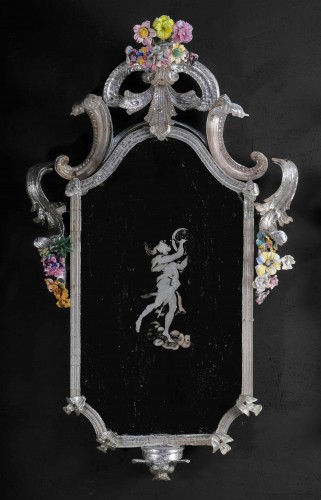 Mirrors, Trumeau  - Pair of Murano mirrors with flowers circa 1730 